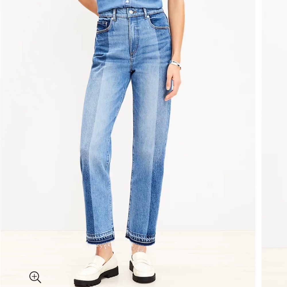 NWT LOFT Striped Straight Leg Jeans